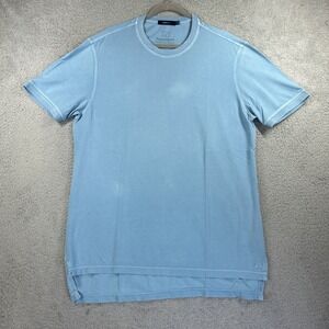 Zegna Sport T Shirt Mens XXL Blue Short Sleeve Pima Pique Jersey Vented Faded